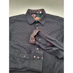 Robert Graham Men's 2XL Black Button up Dress Shirt Skulls Flip Cuff Cotton